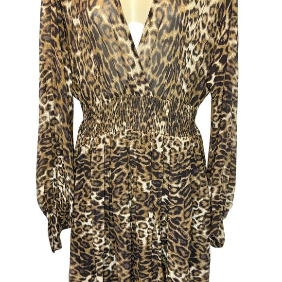 Nili Lotan Brienne Leopard Print Silk Chiffon Midi Dress - Size S - Picture 9 of 9